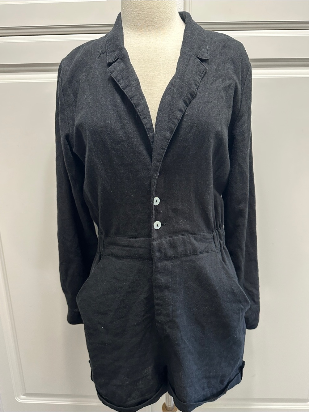 Glassons Black Linen Blend Romper Jumpsuit